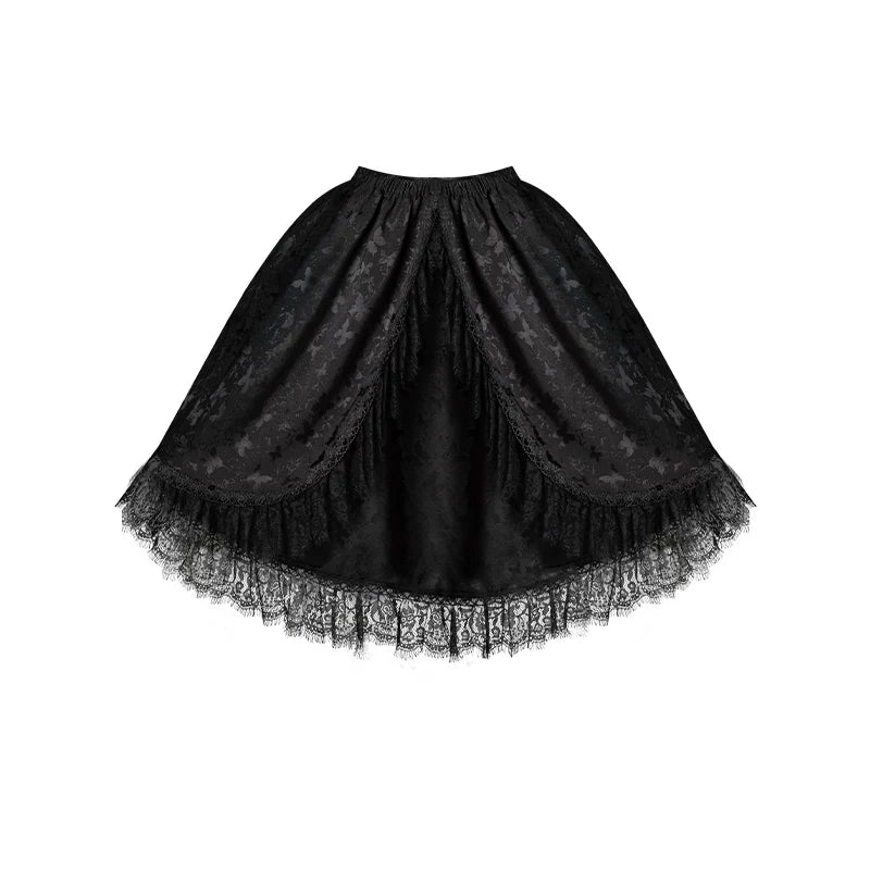 Under the Hanging Moon - Black Gothic Lolita SK Set, Modified Mamian Skirt (M) / L M S) 44665:817673