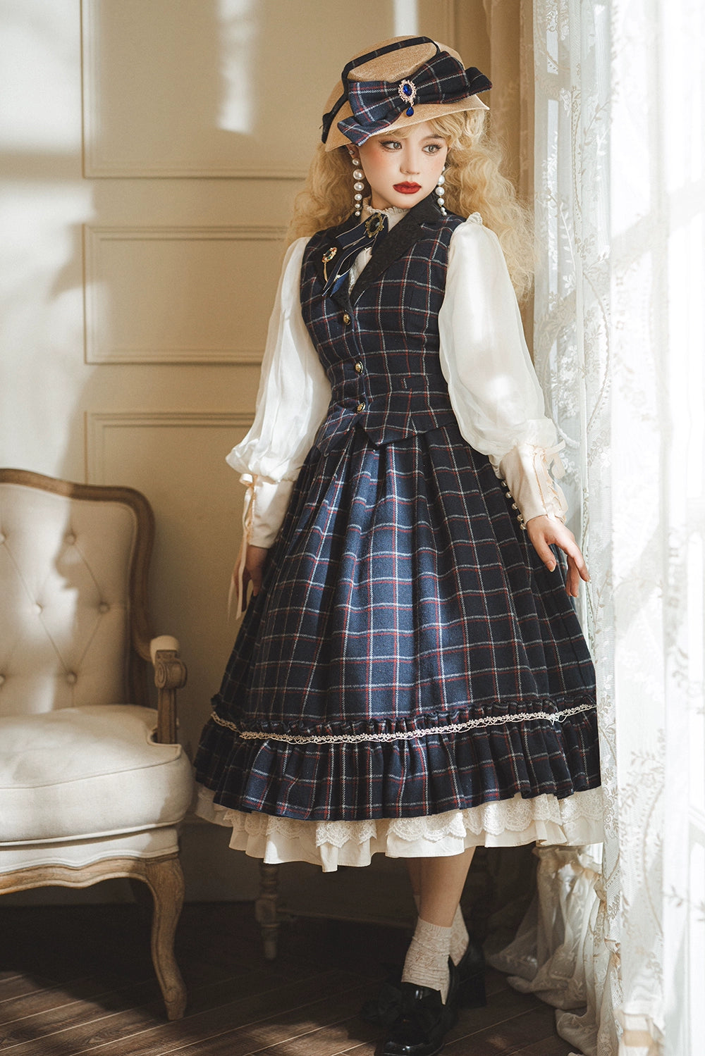 (BFM)Miss Point~Rose~Elegant Lolita Pliad Print Vest Customized 32510:385382