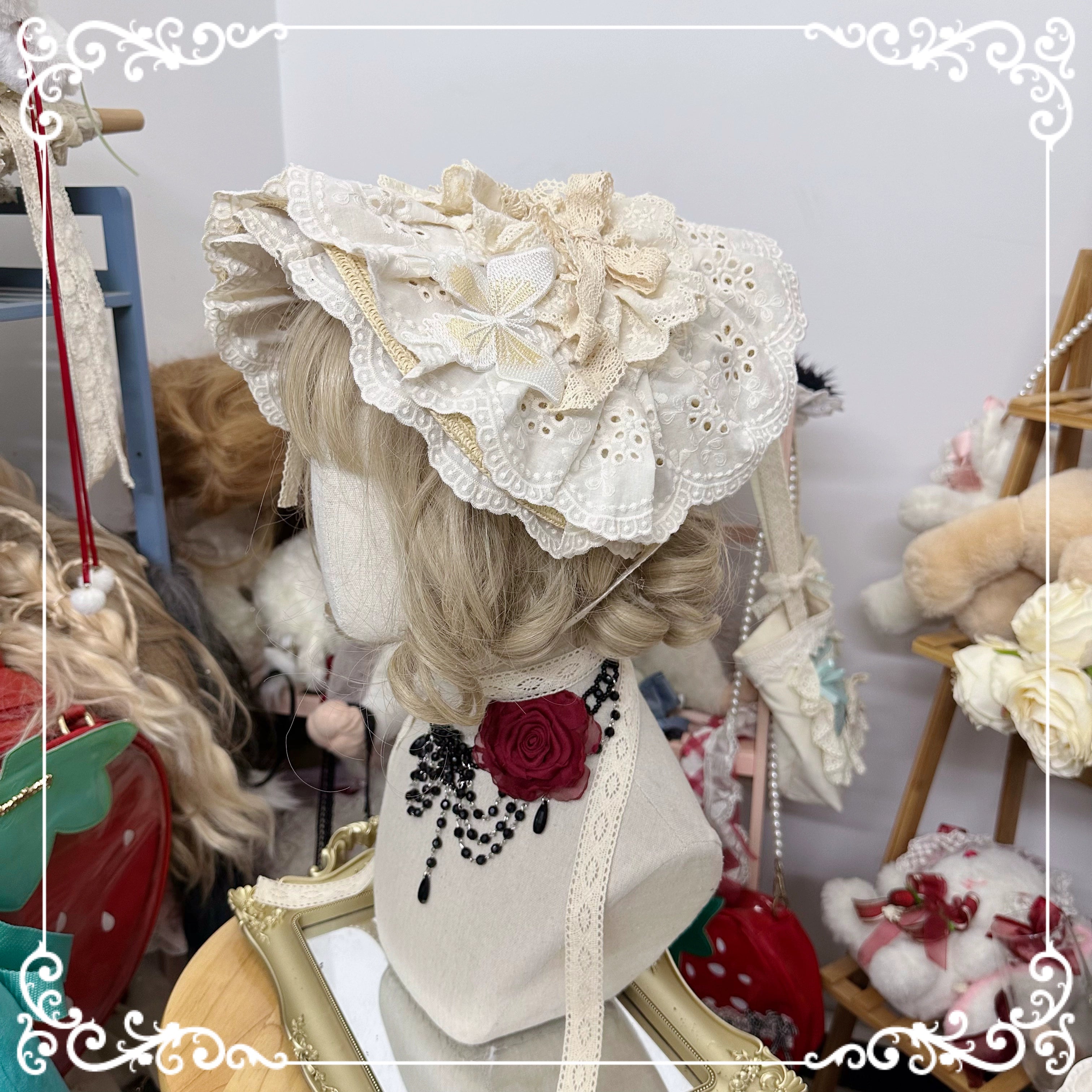 Chestnut Lolita~Gothic Lolita Bonnet Pure Cotton Hat 34010:440656