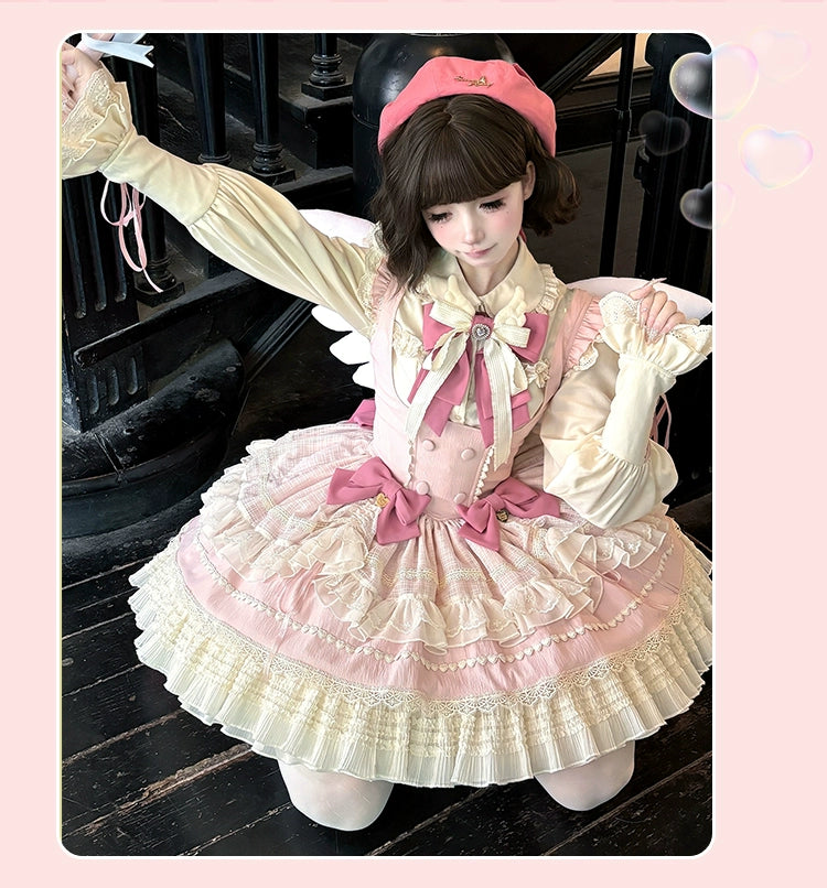 Sakurahime~Cupid Overture~Sweet Pink Lolita Jumper Dress Bust-Supporting JSK