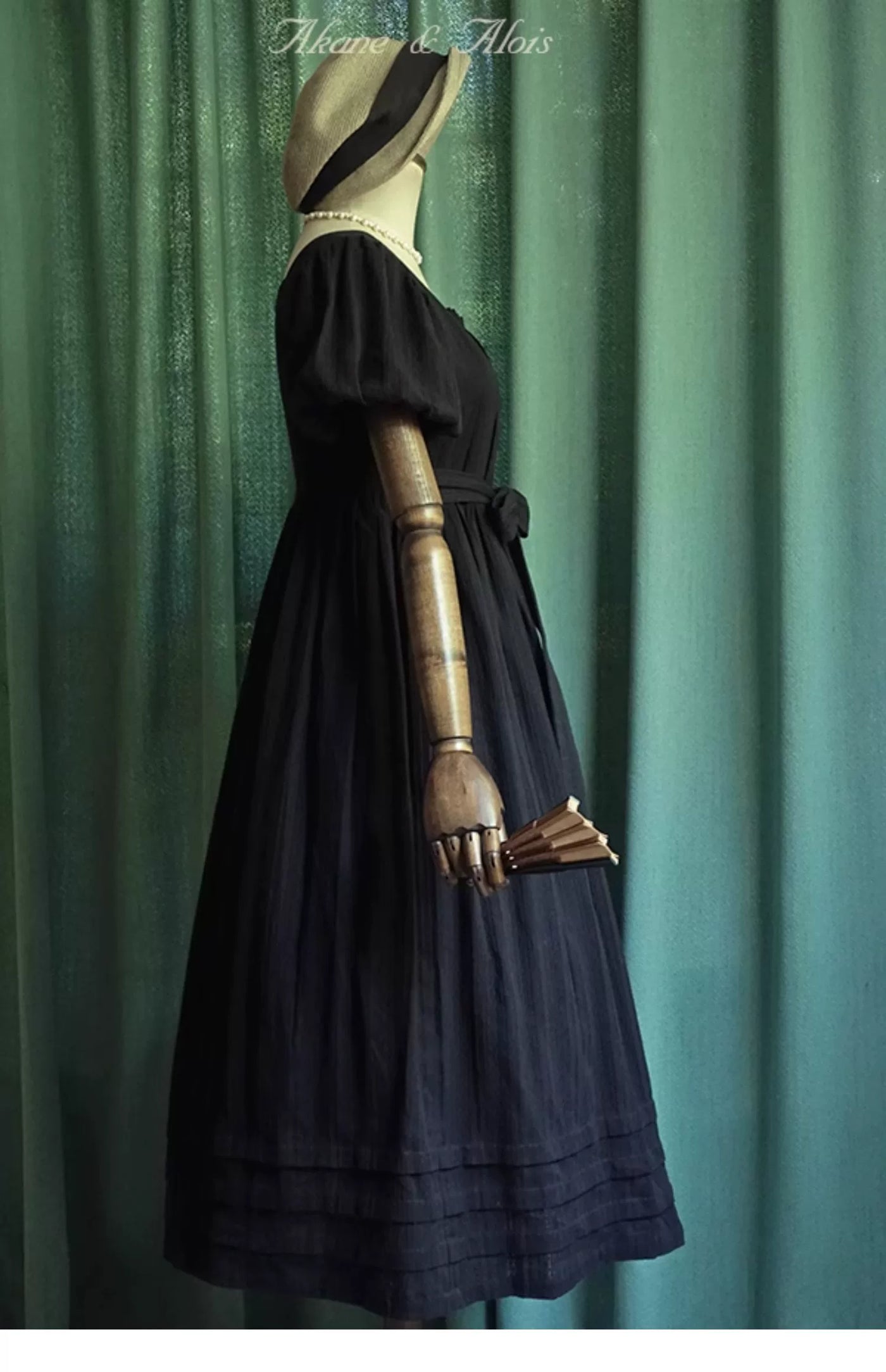 Akane Alois~White Night~Elegant Lolita Black High Waist Dress   