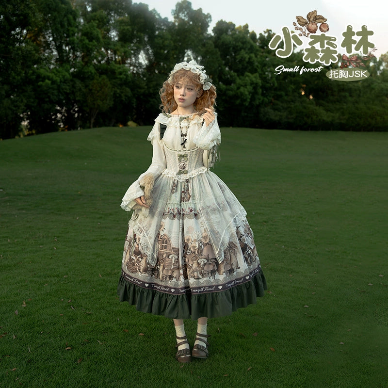 Spireme Cat~Small Forest~Classic Lolita JSK Dress Chest Support Printing Dress   