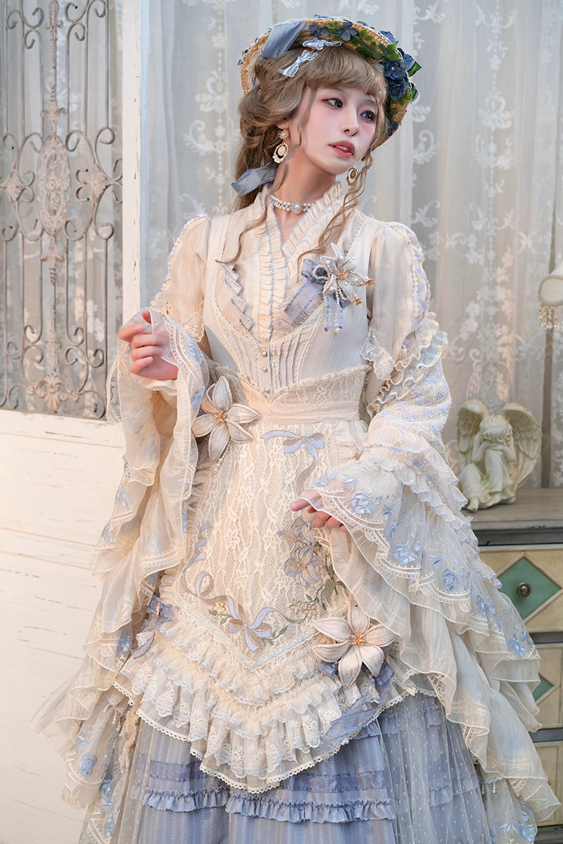 (BFM)Fantastic Wind~Leno Lily~Elegant Lolita JSK Dress Full Set Embroidered PH Style   
