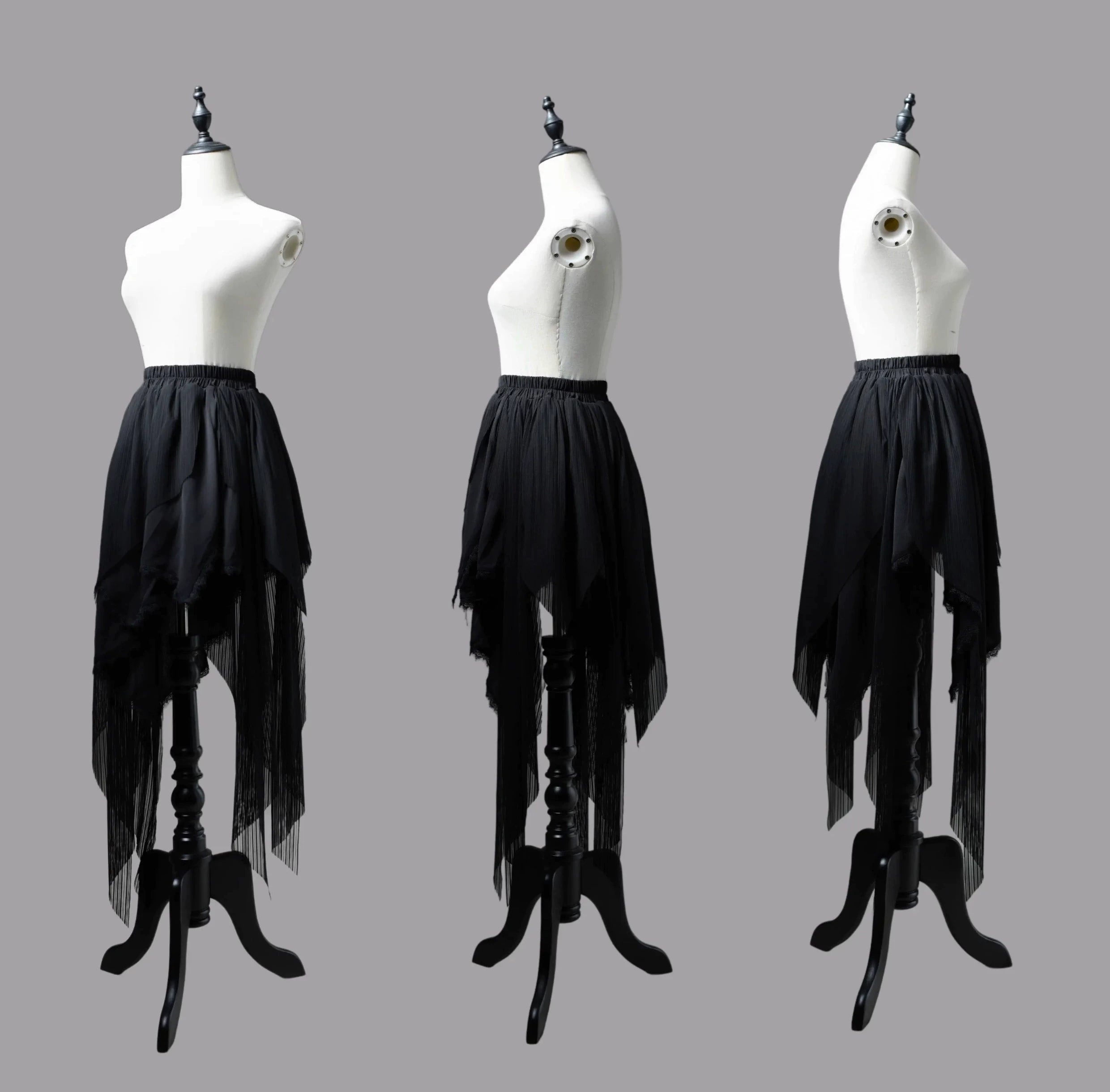 Wuyuzhe - Dragoon Knight 3.0 Version - Western Fantasy Style Lolita Irregular Skirt Set Lolita Vest S Black Irrehular Skirt Only