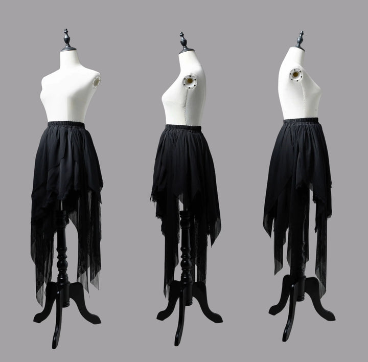 Wuyuzhe~Dragoon Knight 3.0 Version~Western Fantasy Style Lolita Irregular Skirt Set Lolita Vest S Black Irrehular Skirt Only 