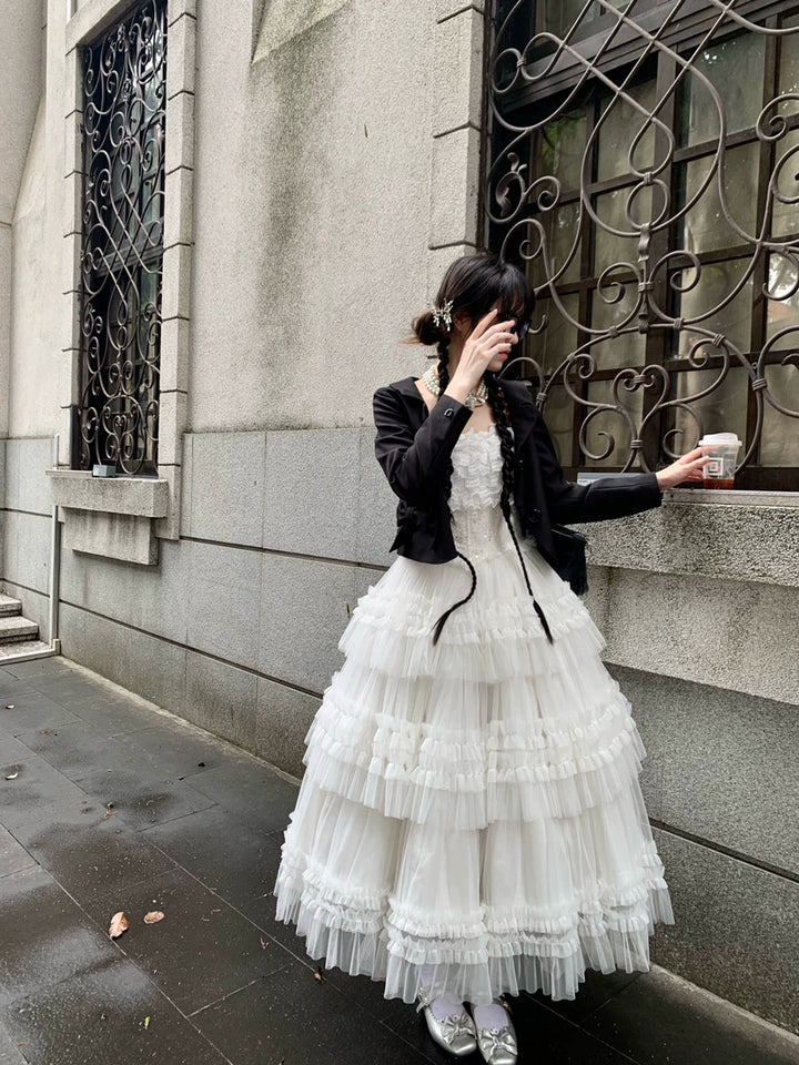 Sara Bell~Hailey~Elegant Lolita JSK Dress with Large Tiered Voile Hem 43090:765180
