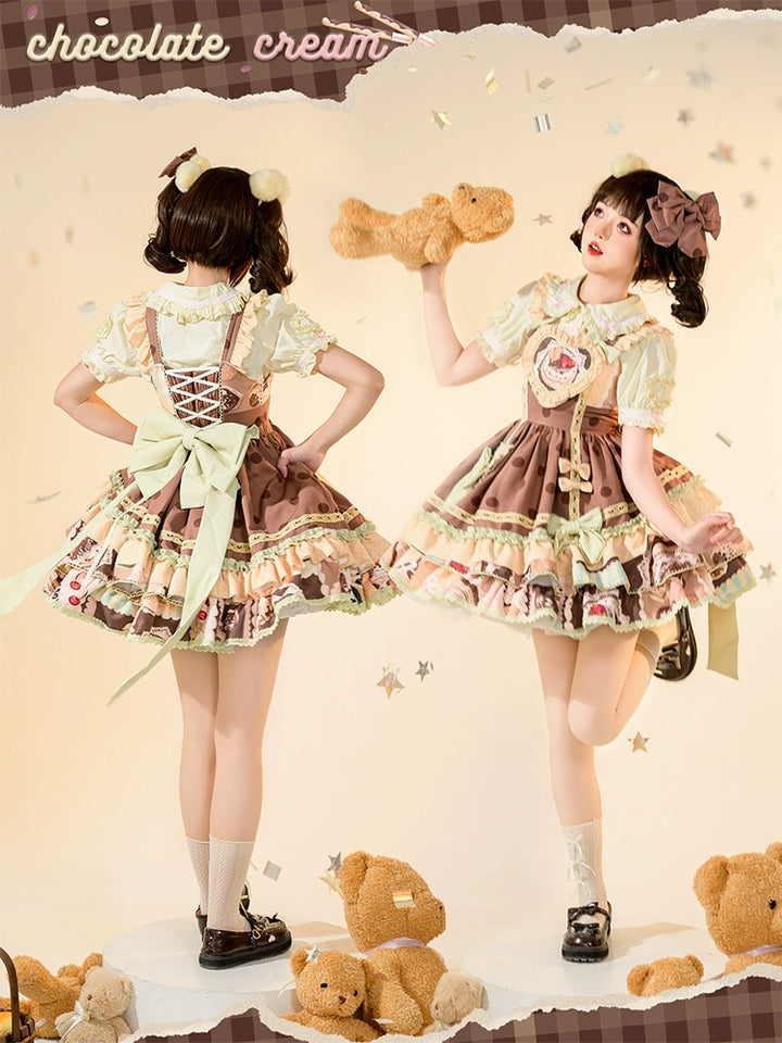 Mewroco~Cream Sugar~Sweet Lolita Flounce Hemline JSK   