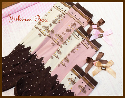 Yukines Box~Retro Lolita Chocolate Color Cotton Socks   