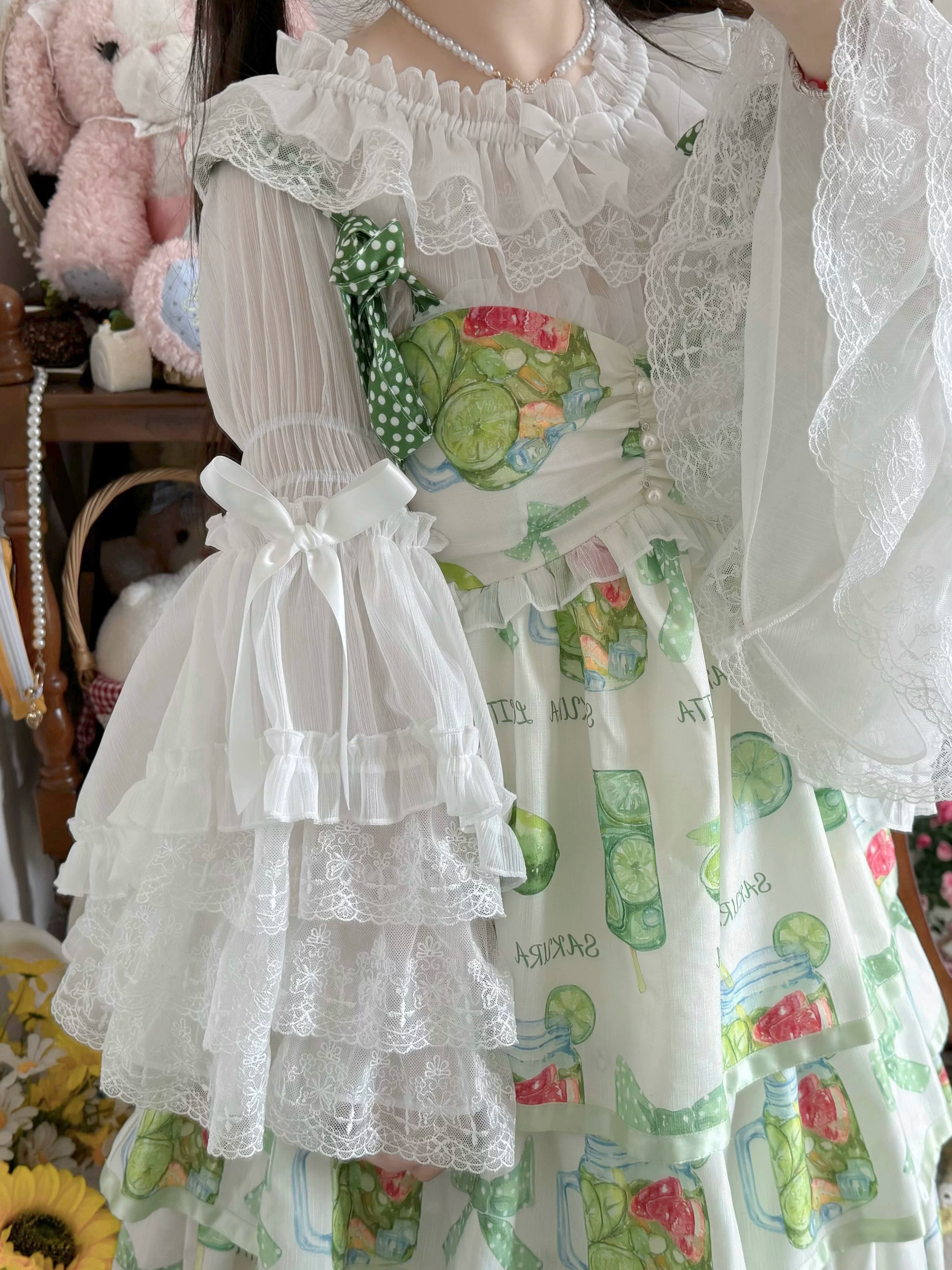 Vintage Lolita Hime Sleeve Blouse, Off-shoulder Design