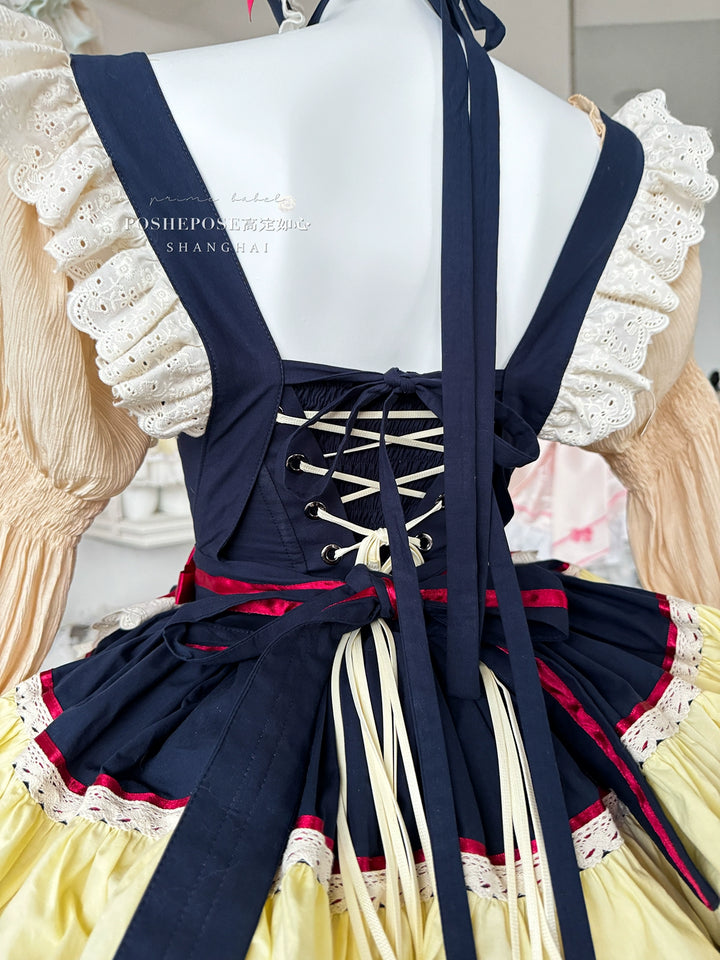 POSHEPOSE~Maid Bunny~Gorgeous Sweet Lolita OP Dress with Detachable Sleeves and Apron 41664:720616