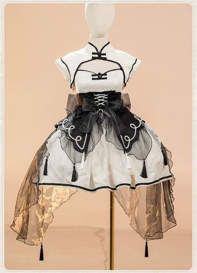 Half Sweet Lolita~Dreamlike~Chinese Style Han Lolita JSK Dress S Black and white full set 