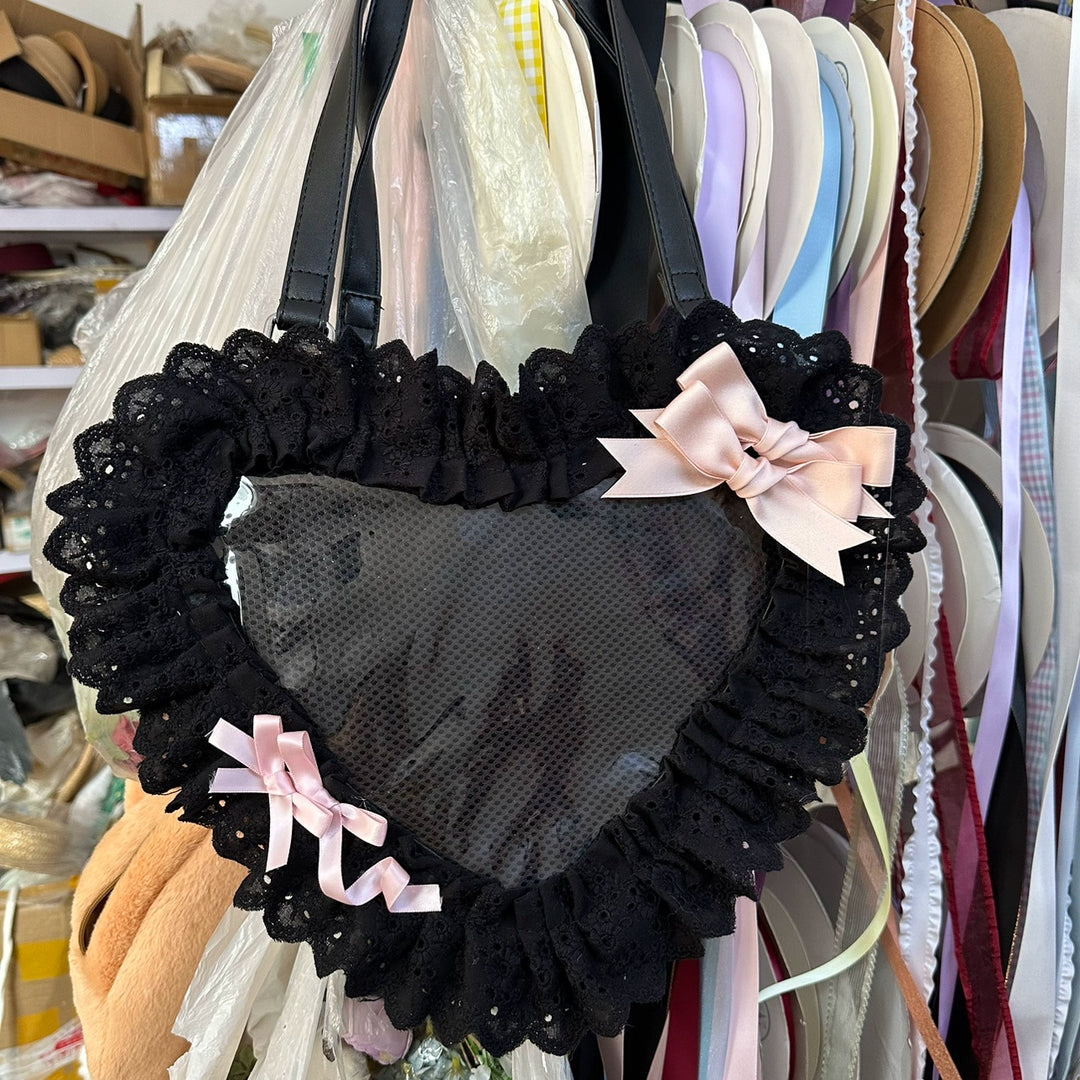 Chestnut Lolita~Sweet Lolita Bag Heart-shaped Lace Bag Multicolors