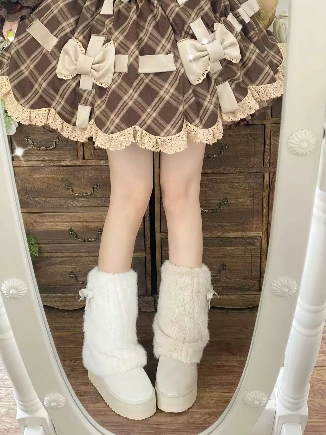 Pure Tea For Dream~Winter Love Song~Winter Lolita Mid-Calf Boots Plush Snow Boots Thick Sole