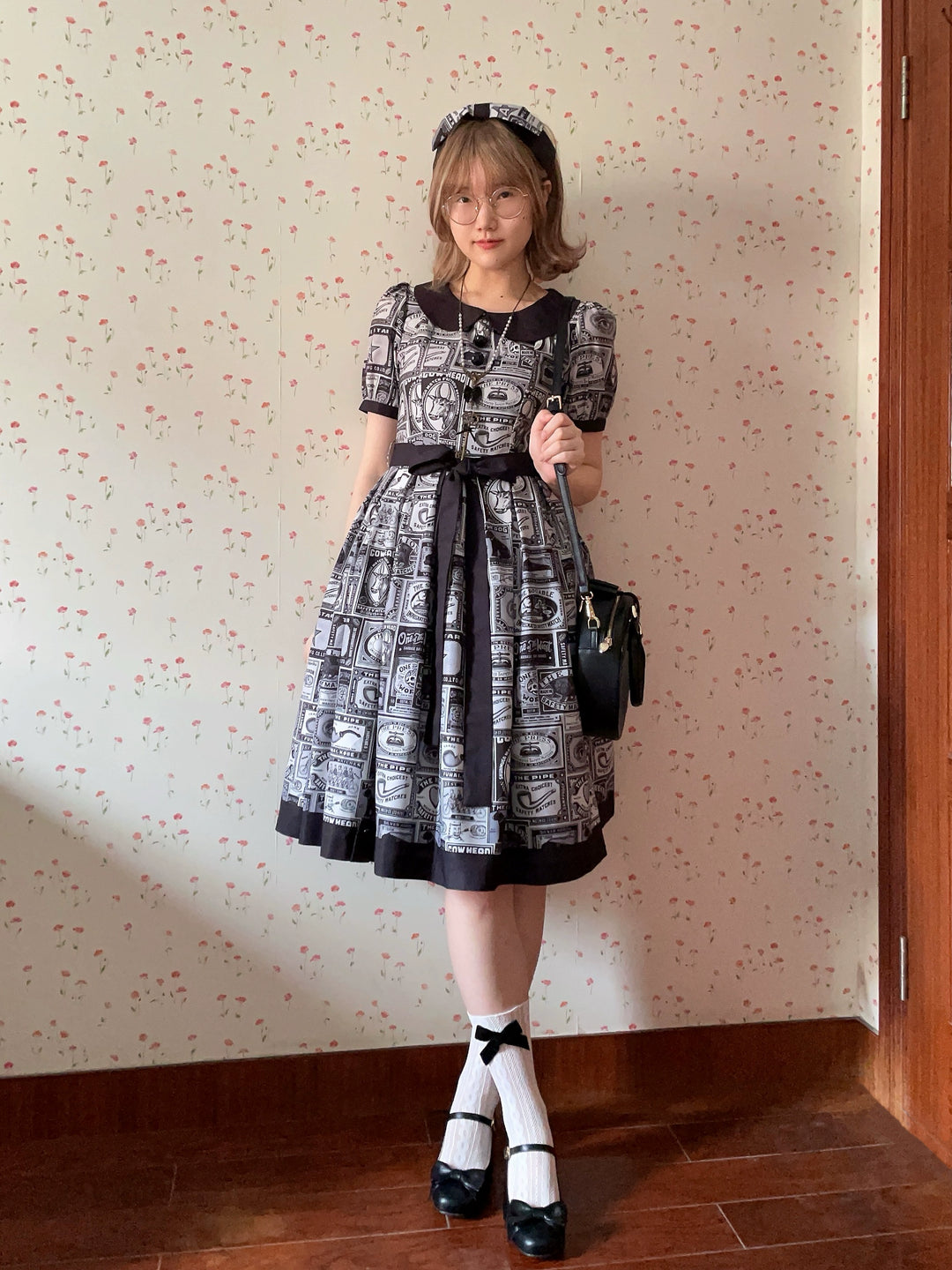 Miss Cube - Antique Label - Retro Lolita OP Dress Short Sleeve Dress