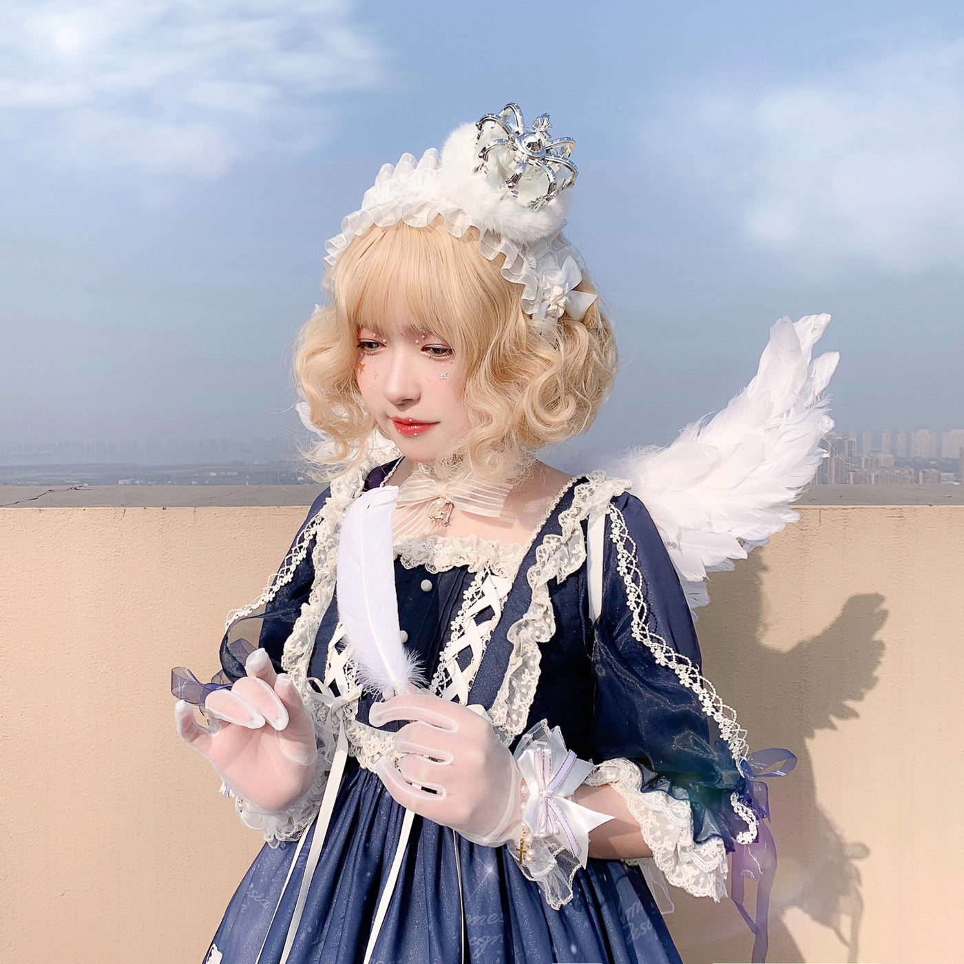 Amnesia~Dream Whale Island~Sweet Lolita Whale Print OP 3 dark purple 