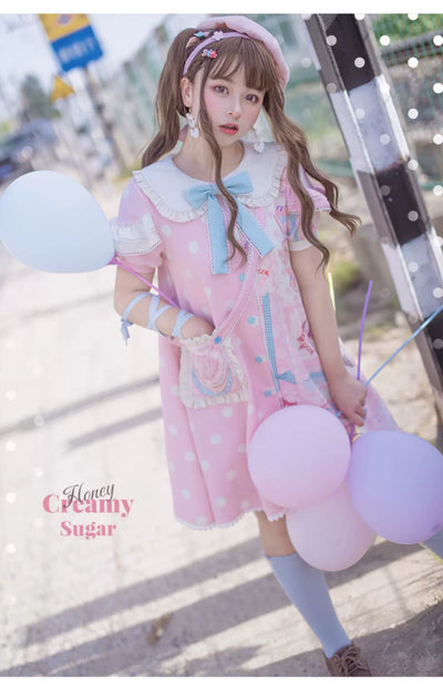 Mewroco~Spot Frosting Sweetheart~Sweet Lolita OP Dress Pink Lolita Dress   