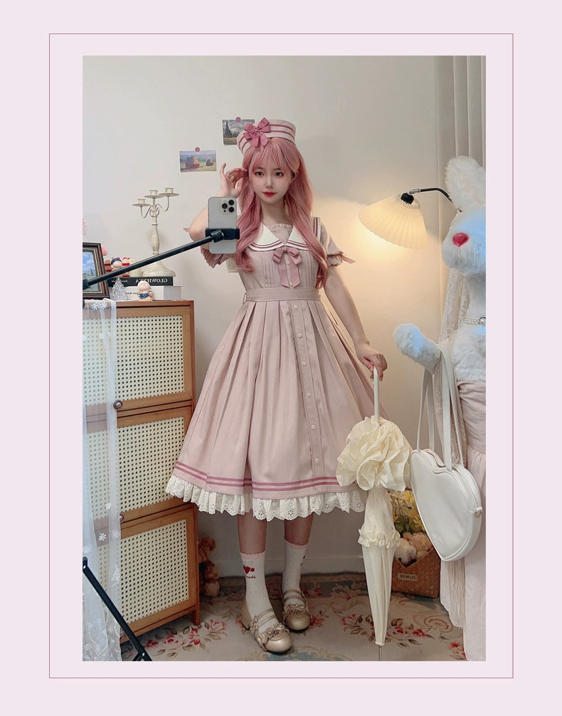 KOMOMO~Enchanted Girl~Sailor Lolita Dress Pink OP S Hat 