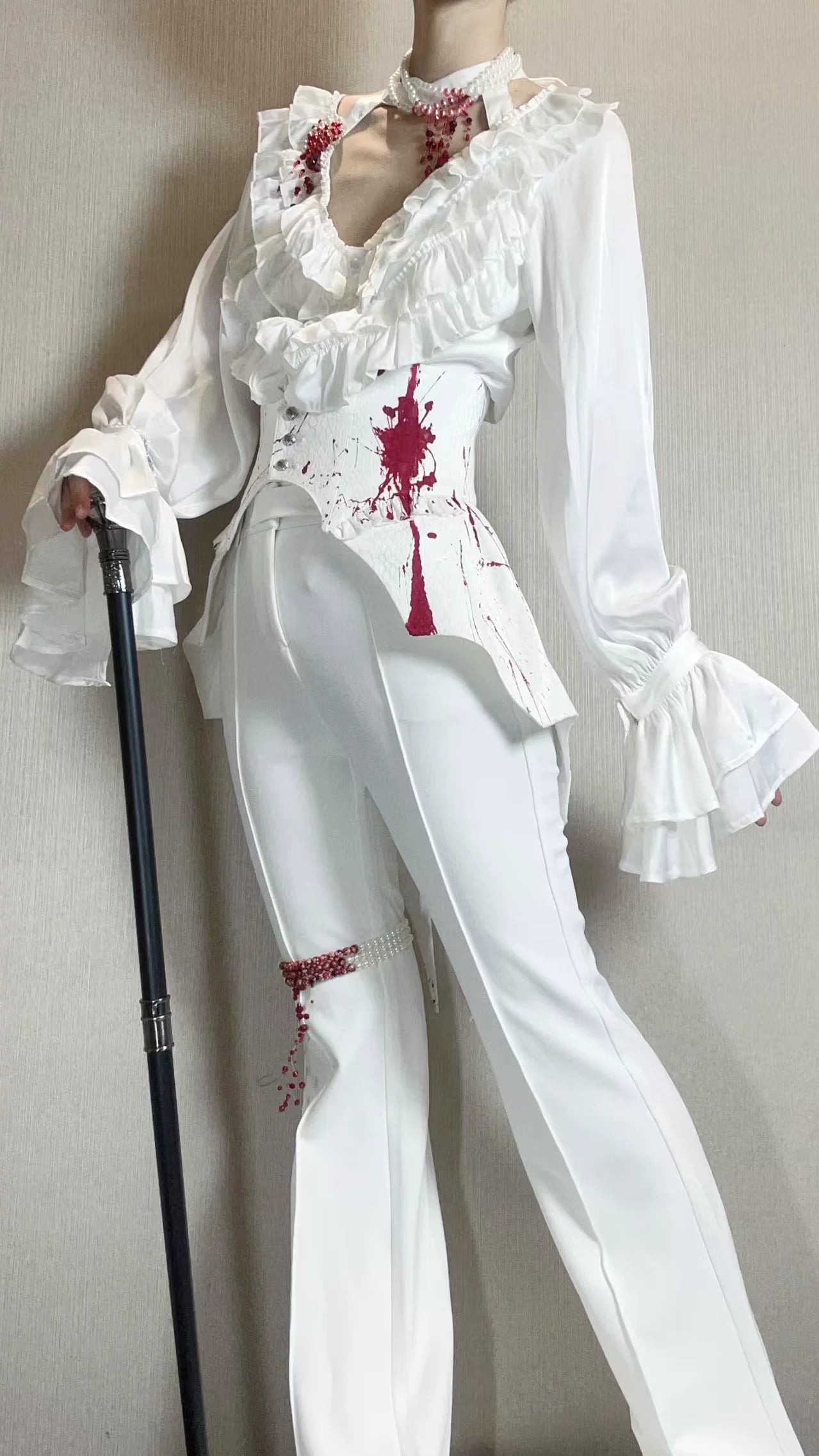 Blue Moon Bone Erosion - Gothic Lolita Waist Cincher, Bat Wing Hem 44453:809556