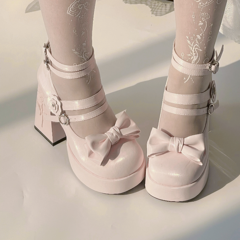 Dreamland~Whispers of the Rose~Daily Lolita Platform Heels Shoes with Relief Rose 42473:741326