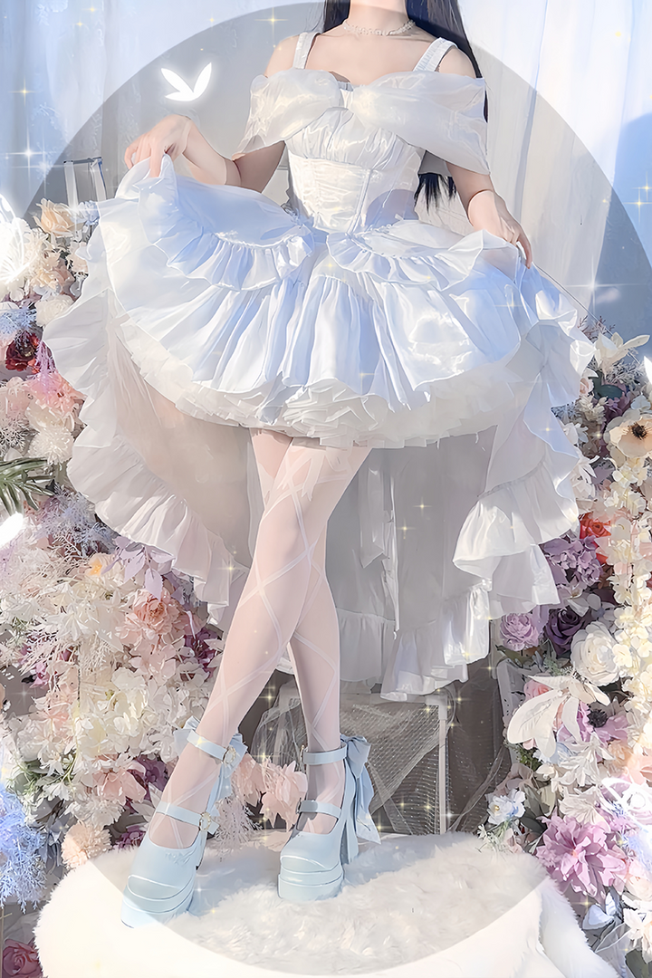 Dreamland~Floating Dream Lily~Elegant Lolita High Heel Shoes Butterfly Knot Shoes   