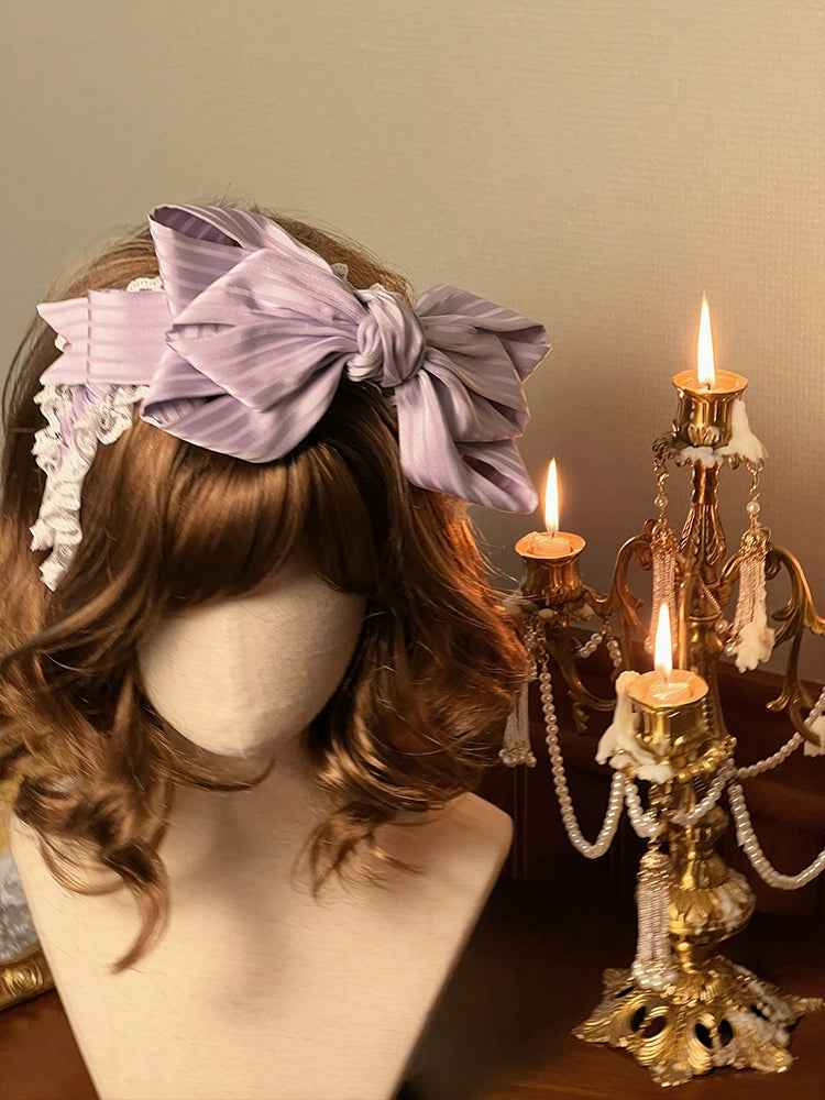 Alice Girl~Arrogant Miss~Sweet Lolita Headband Bow KC Head Accessory Purple