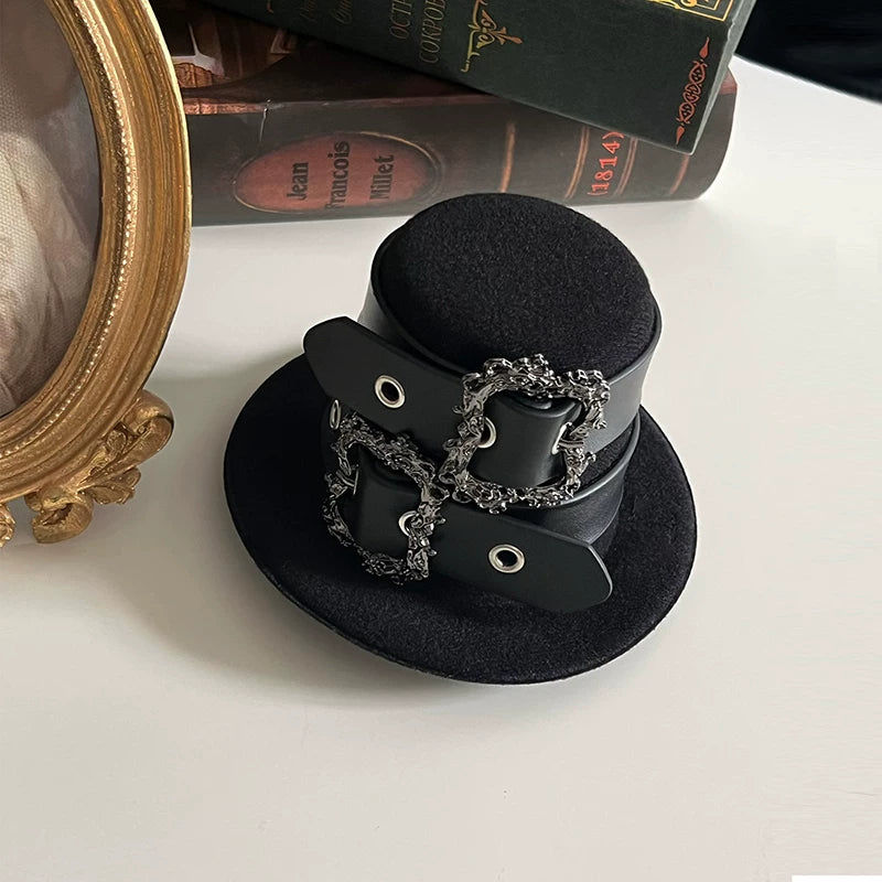 Klein - Black and White Gothic Lolita OP Dress Set, Metal D-rings 45996:871473