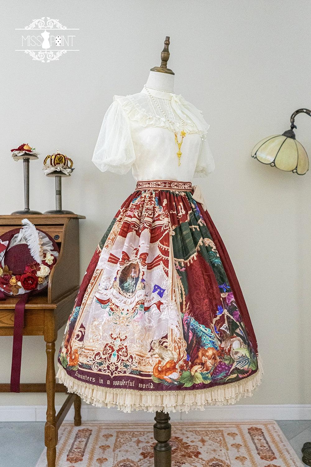 Miss Point~Kaleidoscope~Classical Lolita Shirt Dot Gauze Detachable Puff Sleeve Blouse Customized 35392:488878