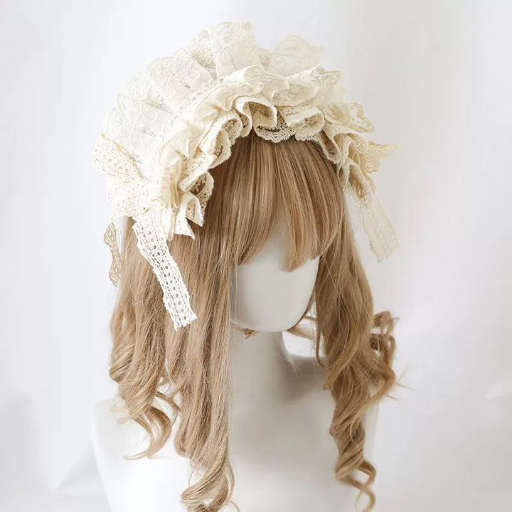 Xiaogui~XG~Sweet Lolita Lace Headdress new version- ivory A  