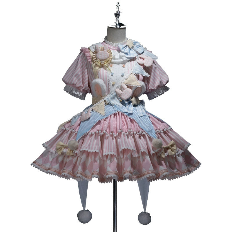 Forest Fluorescent Carps~Ouji Lolita OP Dress Circus Lolita Strip Prince Suit 38690:596580