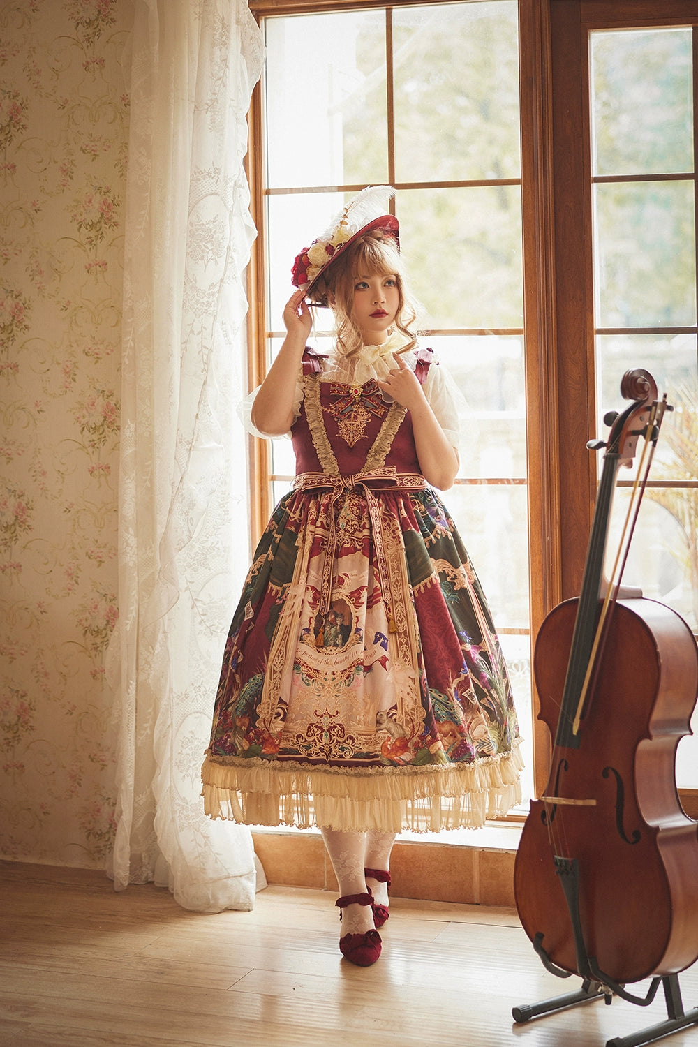 Miss Point~Kaleidoscope~Retro Lolita Dress Oil Painting Print JSK Dress Customized 35394:488264