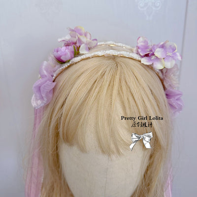 Pretty Girl Lolita~Purple Lolita~Kid Lolita Accessory Vintage Headdress and Straw Hat   