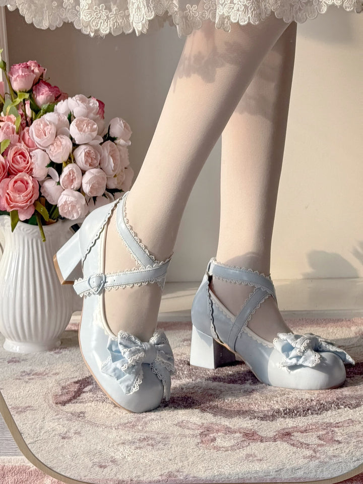 Pure Tea For Dream~Cotton Cutie~Sweet Lolita Shoes Low and Medium Heel Shoes with Bow