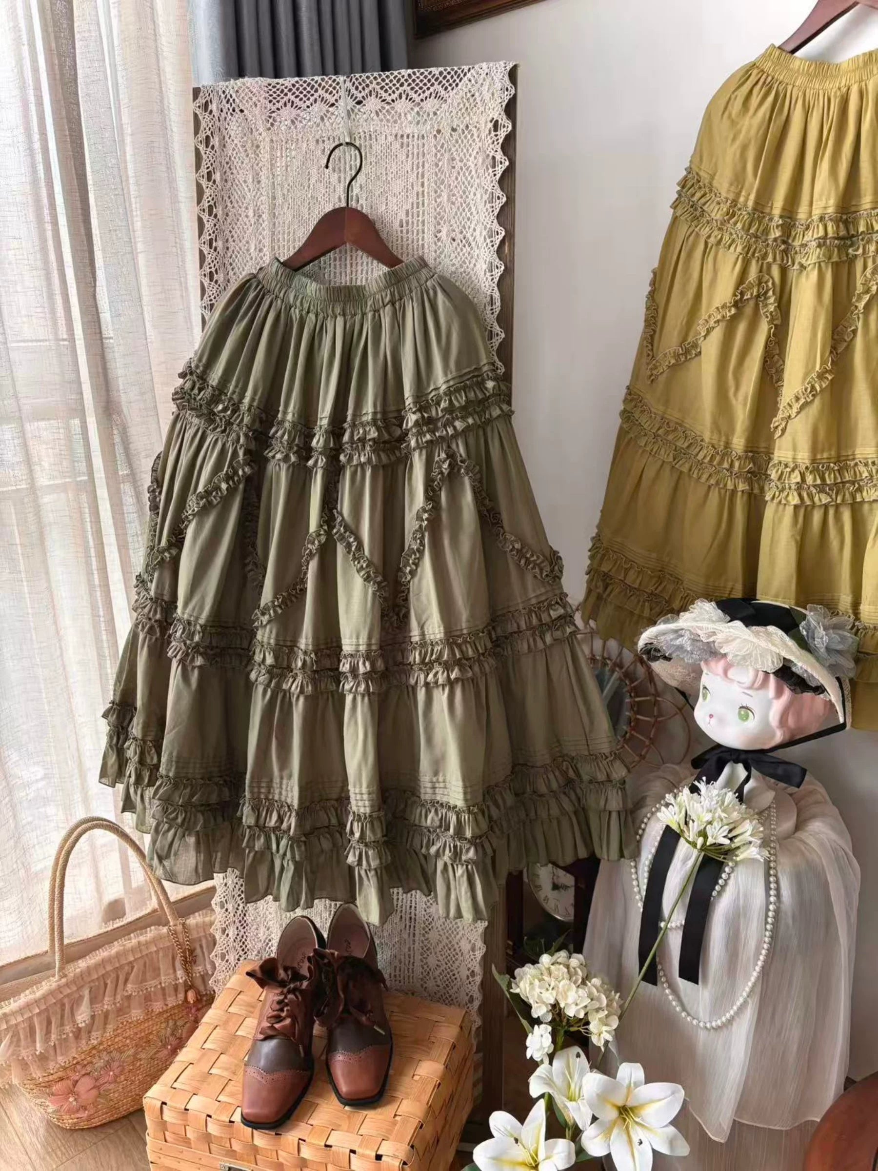 Country Lolita Underskirt, Cotton & Tiered Ruffles