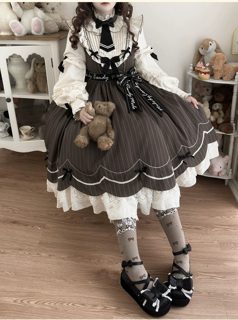 Buling Moon~Sweetheart Puppet~Retro Lolita OP Elegant Daily Lolita Dress   