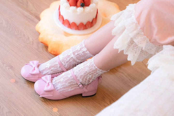 Sosic~Round Toe Lolita Shoes Sweet Bow Design Size 33-41 34 light pink 