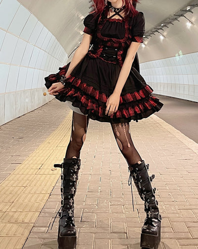 Mengfuzi~Punk Cat~Exquisite Multi-colored Punk Lolita Blouse and Skirt Set   