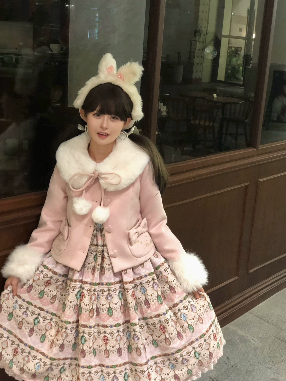 Sara Bell - Winter Story - Winter Kawaii Lolita Short Coat, Detachable Fur Collar 44068:794430
