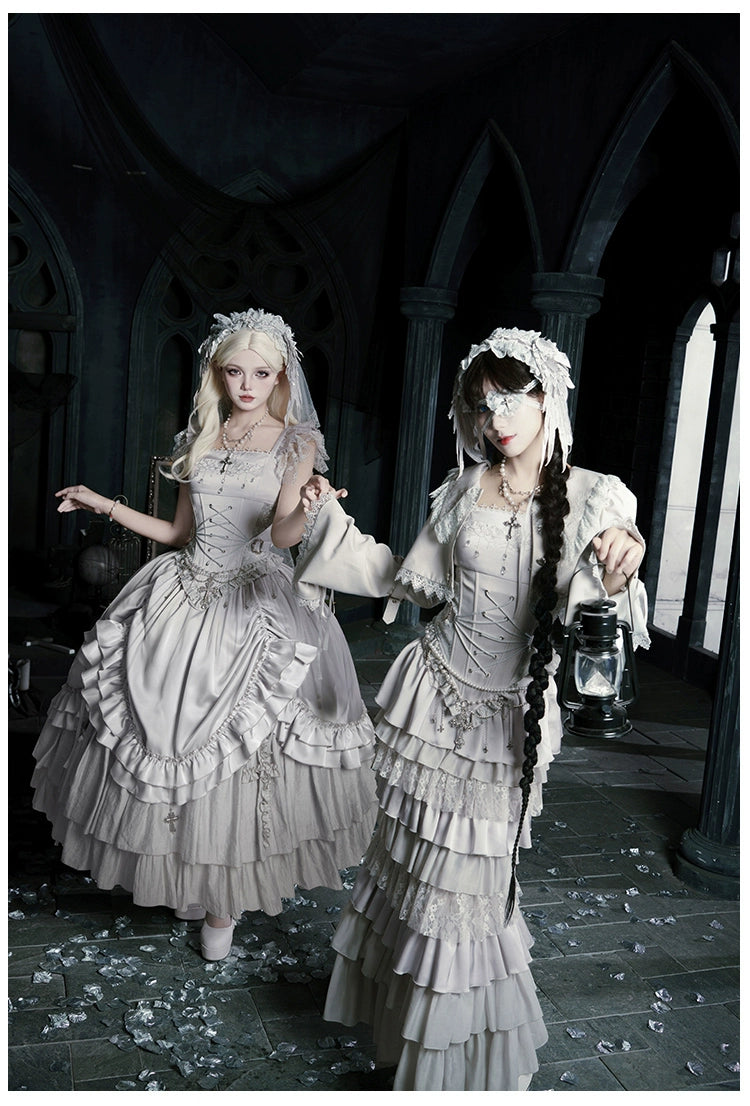 With PUJI - Letter and Poetry · Humanoid Robot - Silver Gothic Lolita Mermaid Skirt Set 43861:787631