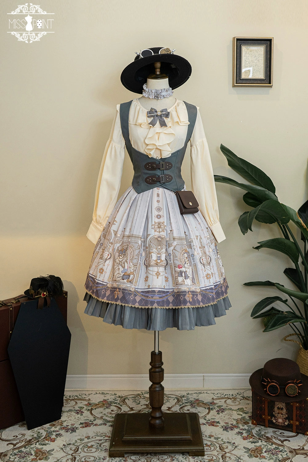 (BFM)Miss Point~Demon Hunting Notes~Gothic Lolita Cross Print Short Skirt   