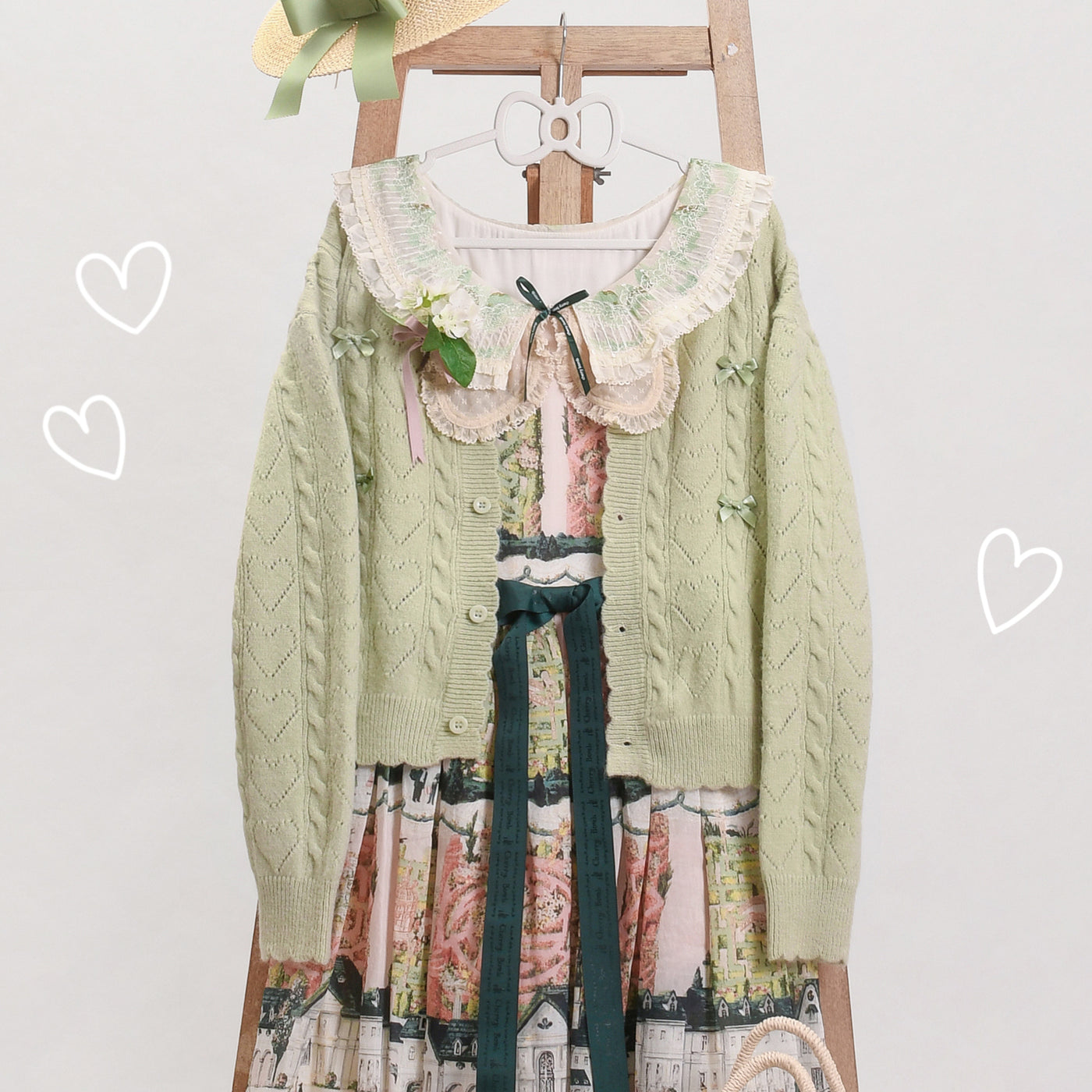 (BuyForMe) MIST~Hollow Out Long Sleeve Lolita Cardigan Multicolors S qingti green 