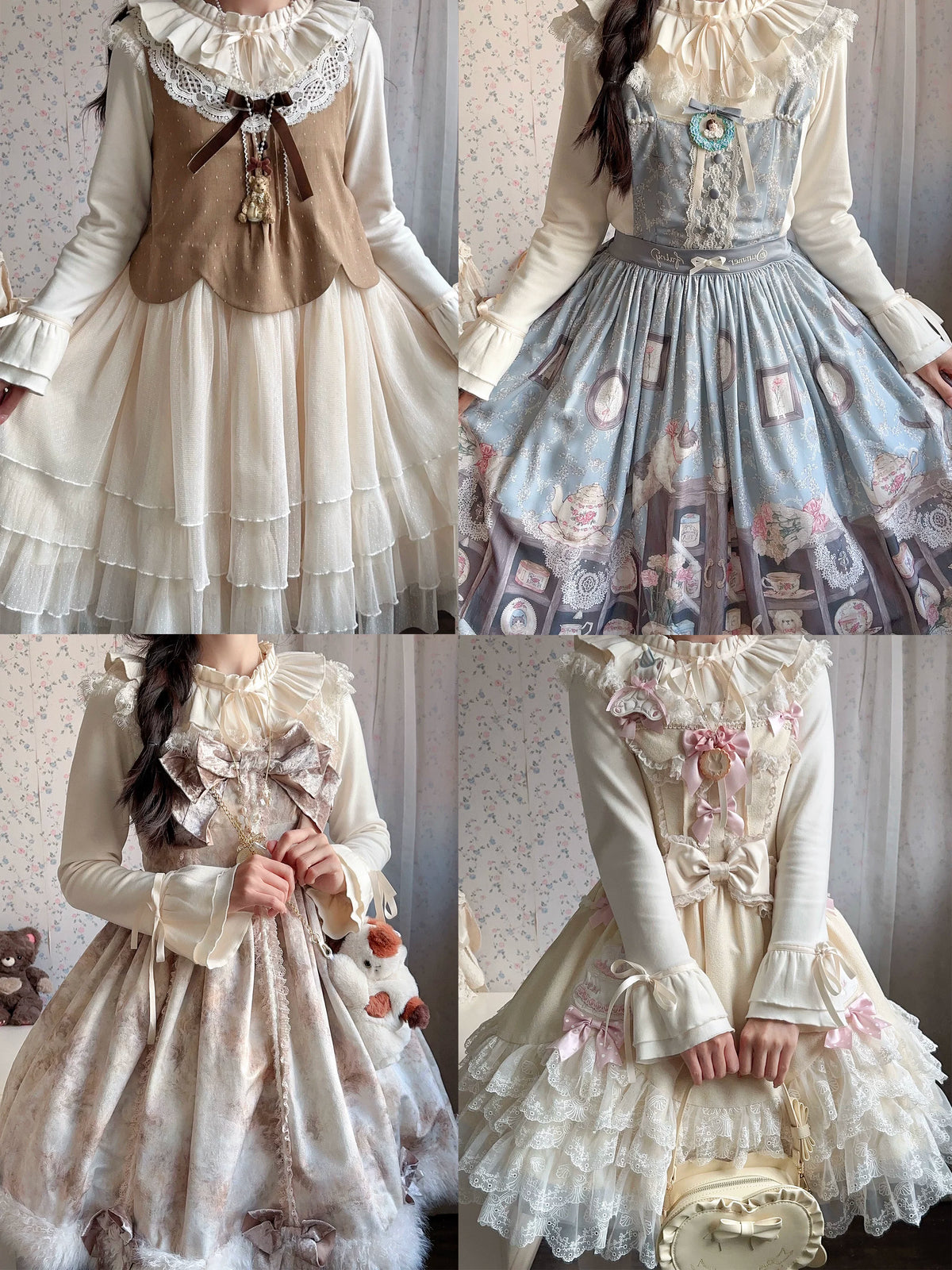 Himawari - Sweet Lolita Long Sleeve Blouse, Tiered Ruffle Collar 45973:869746