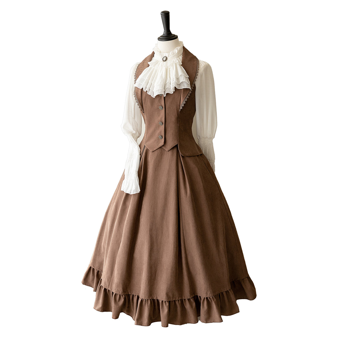 (BFM)Forest Wardrobe~Misty Forest~Elegant Vintage Fishbone Lolita Long Skirt Lolita Vest   