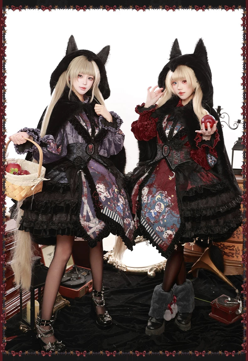 Werewolf Slayer - Gothic Lolita Shirt & Suspender SK Dress Set, Tiered Skirt 44541:811969