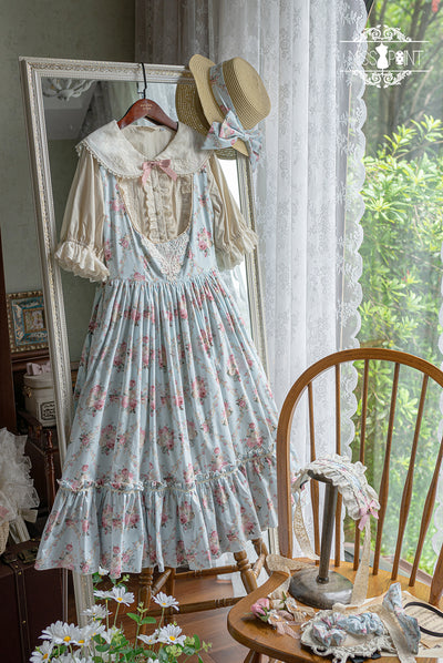 (Buyforme)Miss Point~Happy Summer Elegant Lolita Floral Jumper Skirt XS blue floral JSK 