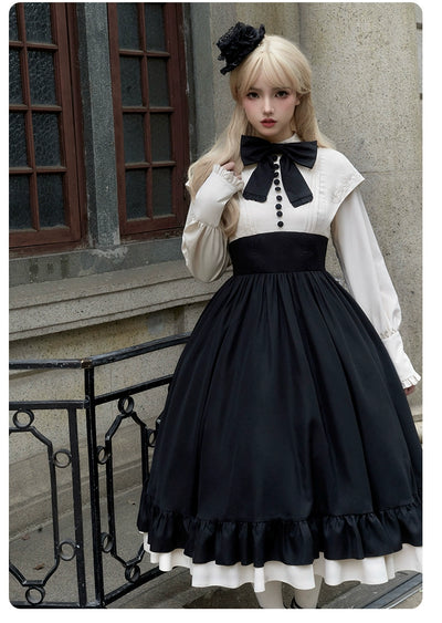 With PUJI~Christine~Elegant Lolita OP Dress Rose Embroidery Dress 34174:525472