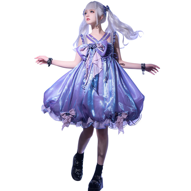 (Buyforme)Golden Koi Forest~Sakura Jellyfish Sweet JSK Dress purple free size JSK
