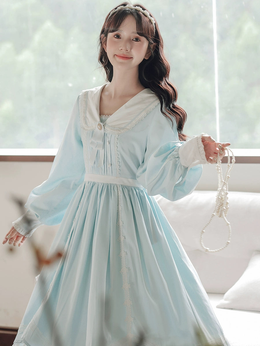 (BFM)Muxia~Floating Moon Love Letter~Elegant Lolita OP Dress with Bunny Ears blue S 