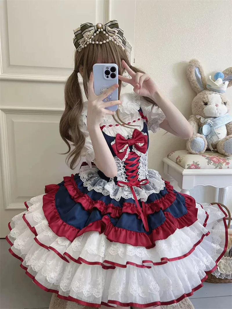 Cotton Sweet Lolita Peter Pan Collar Blouse, Heart Buttons 45814:863074
