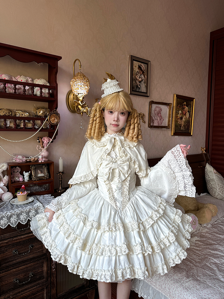 To Alice~Dear dolls~Old School Lolita Three-Tiered Suspender Dress Set   