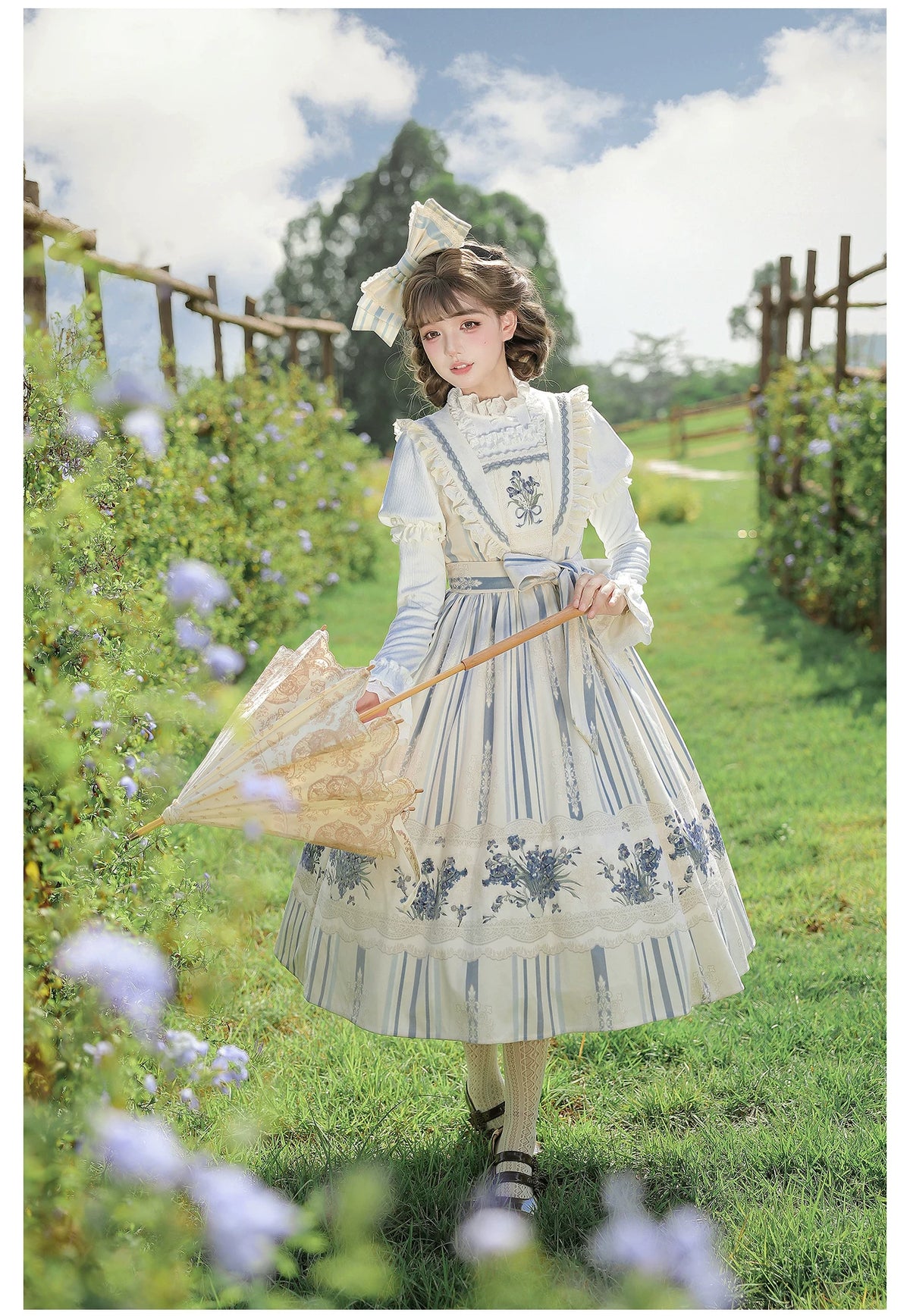 Iris - Classic Lolita JSK Dress Set, Iris Print and Embroidery 45997:871497
